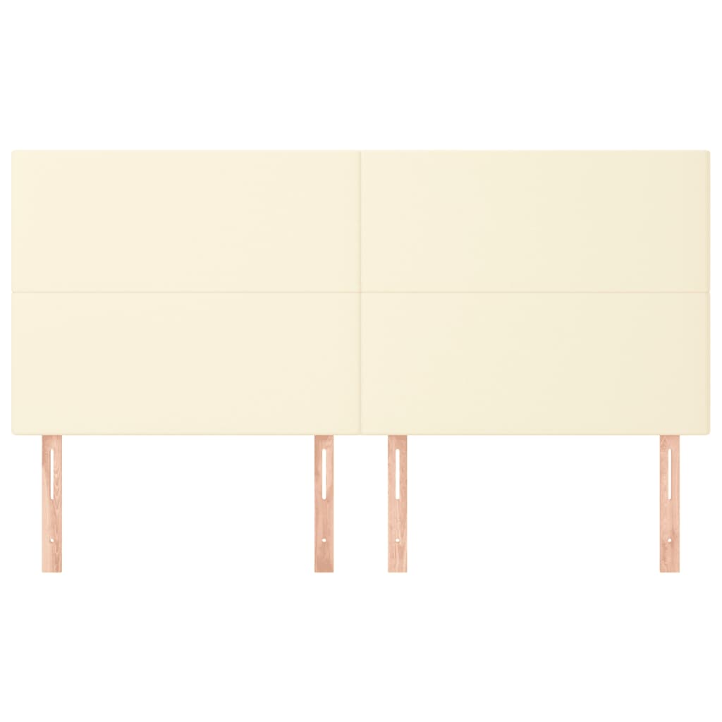 vidaXL Tăblie de pat crem 160x5x118/128 cm piele ecologică