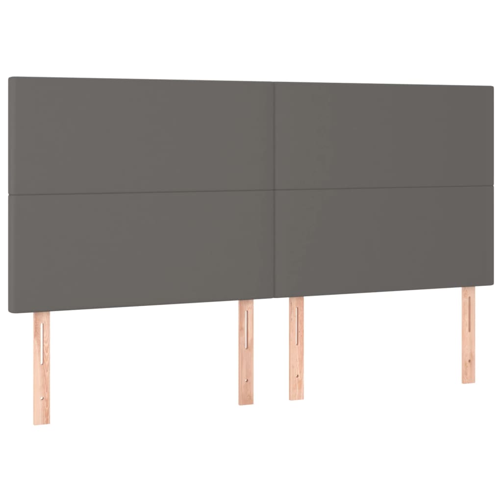 vidaXL Tăblii de pat, 4 buc, gri, 90x5x78/88 cm, piele ecologică