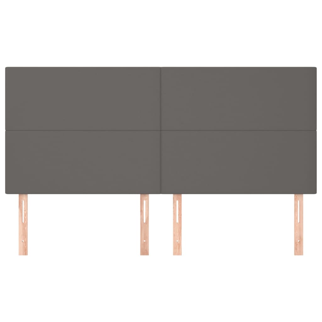 vidaXL Tăblii de pat, 4 buc, gri, 90x5x78/88 cm, piele ecologică