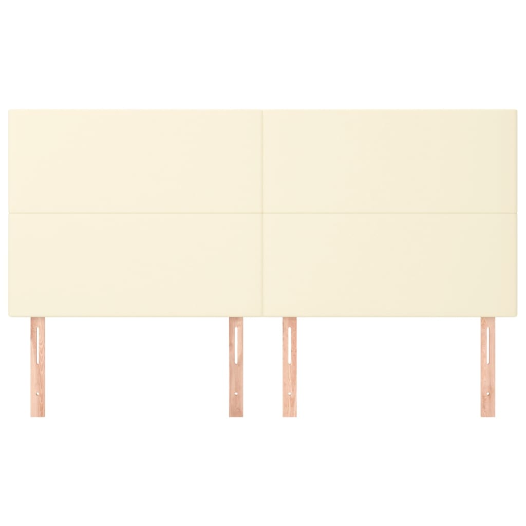 vidaXL Tăblie de pat crem 200x5x118/128 cm piele ecologică