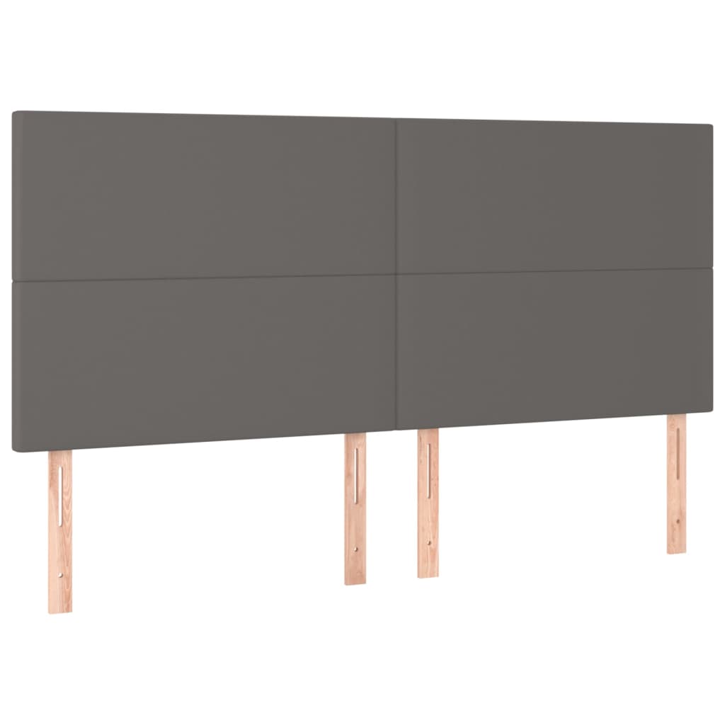 vidaXL Tăblii de pat, 4 buc, gri, 100x5x78/88 cm, piele ecologică