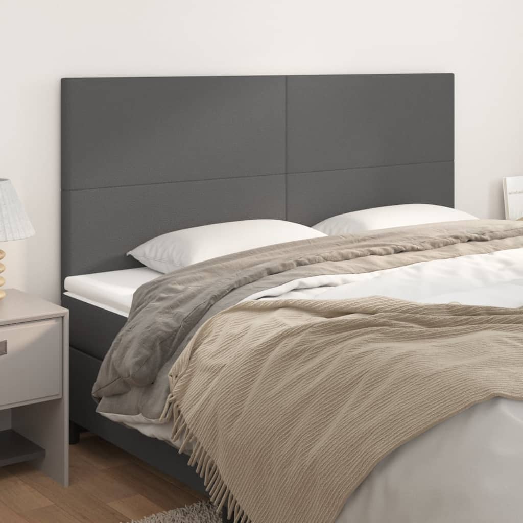 vidaXL Tăblii de pat, 4 buc, gri, 100x5x78/88 cm, piele ecologică