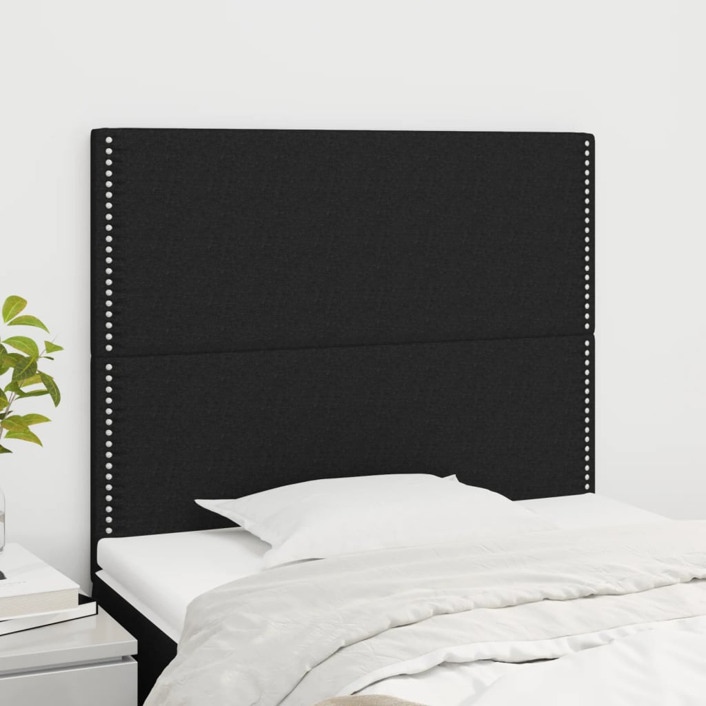 vidaXL Tăblii de pat, 2 buc, negru, 90x5x78/88 cm, textil vidaXL Tăblii de pat, 2 buc, negru, 90x5x78/88 cm, textil