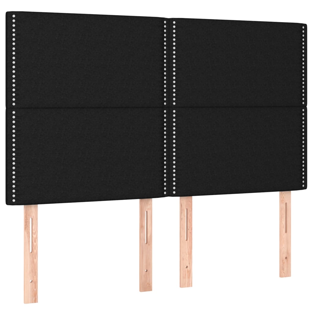 vidaXL Tăblii de pat, 4 buc, negru, 72x5x78/88 cm, textil vidaXL Tăblii de pat, 4 buc, negru, 72x5x78/88 cm, textil
