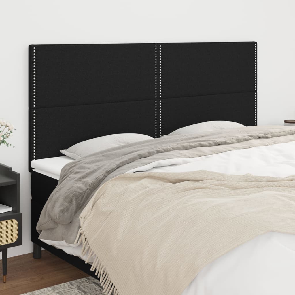 vidaXL Tăblii de pat, 4 buc, negru, 90x5x78/88 cm, textil vidaXL Tăblii de pat, 4 buc, negru, 90x5x78/88 cm, textil