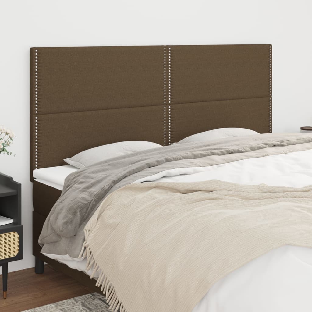 vidaXL Tăblii de pat, 4 buc, maro închis, 90x5x78/88 cm, textil vidaXL Tăblii de pat, 4 buc, maro închis, 90x5x78/88 cm, textil