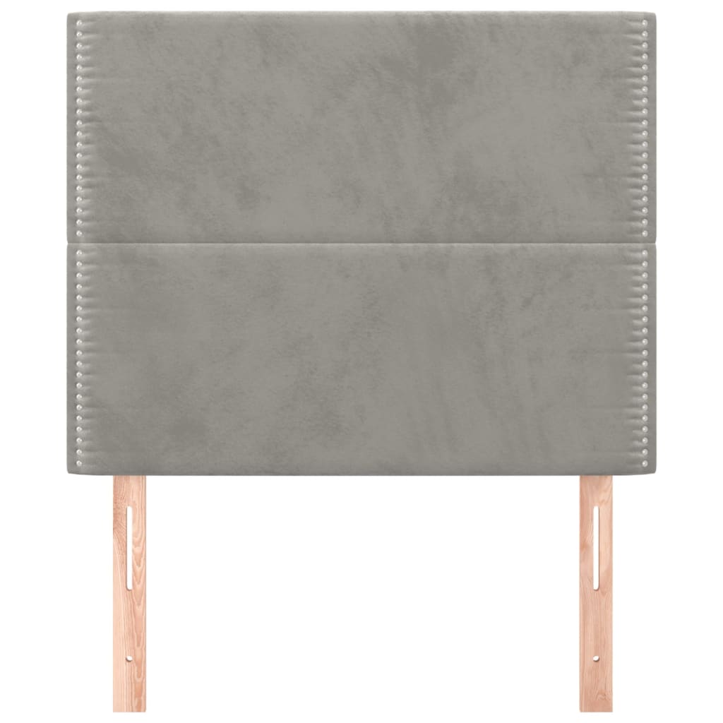 vidaXL Tăblii de pat, 2 buc, gri deschis, 80x5x78/88 cm, catifea vidaXL Tăblii de pat, 2 buc, gri deschis, 80x5x78/88 cm, catifea