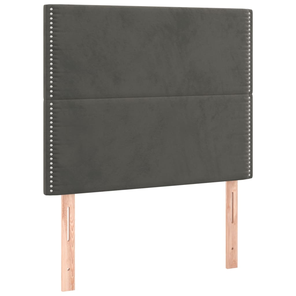 vidaXL Tăblii de pat, 2 buc, gri închis, 90x5x78/88 cm, catifea vidaXL Tăblii de pat, 2 buc, gri închis, 90x5x78/88 cm, catifea