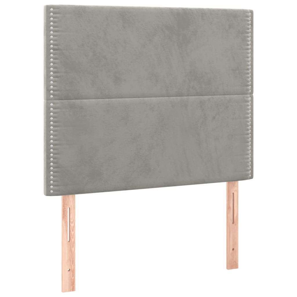 vidaXL Tăblii de pat, 2 buc, gri deschis, 100x5x78/88 cm, catifea vidaXL Tăblii de pat, 2 buc, gri deschis, 100x5x78/88 cm, catifea