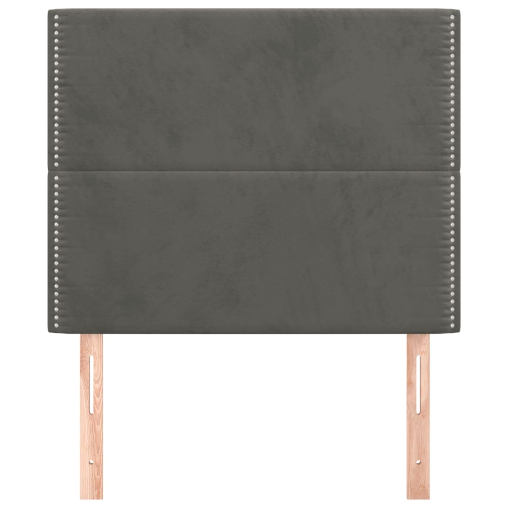 vidaXL Tăblii de pat, 2 buc, gri închis, 100x5x78/88 cm, catifea
