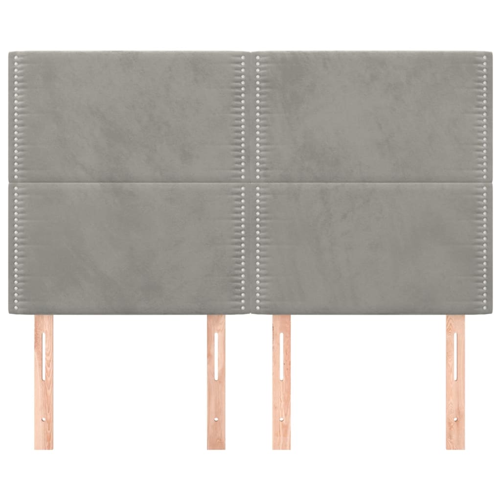 vidaXL Tăblii de pat, 4 buc, gri deschis, 72x5x78/88 cm, catifea vidaXL Tăblii de pat, 4 buc, gri deschis, 72x5x78/88 cm, catifea