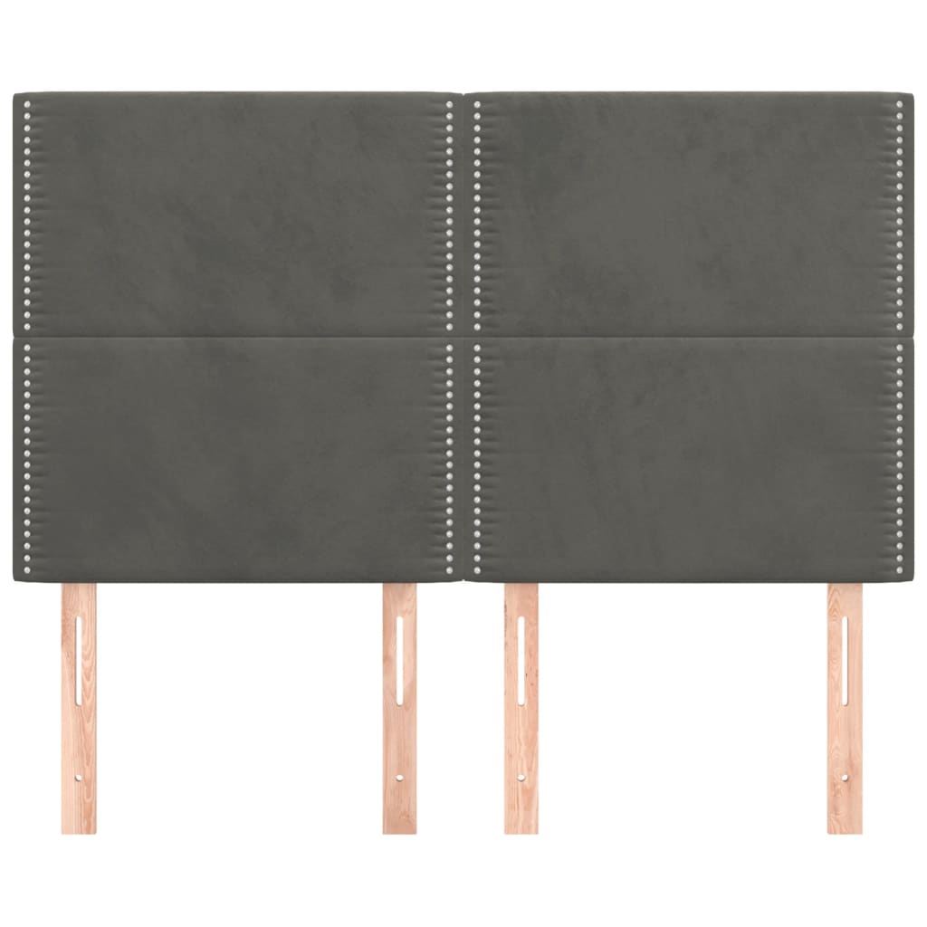 vidaXL Tăblii de pat, 4 buc, gri închis, 72x5x78/88 cm, catifea vidaXL Tăblii de pat, 4 buc, gri închis, 72x5x78/88 cm, catifea