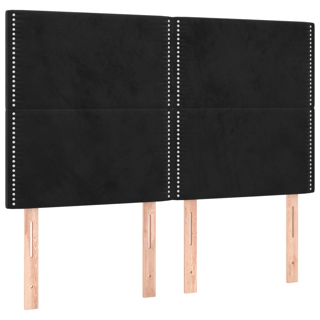 vidaXL Tăblii de pat, 4 buc, negru, 72x5x78/88 cm, catifea vidaXL Tăblii de pat, 4 buc, negru, 72x5x78/88 cm, catifea
