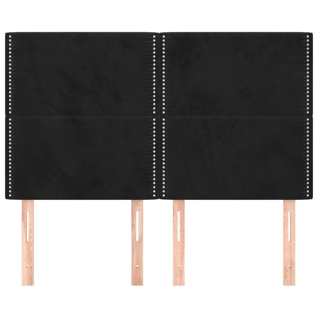 vidaXL Tăblii de pat, 4 buc, negru, 72x5x78/88 cm, catifea vidaXL Tăblii de pat, 4 buc, negru, 72x5x78/88 cm, catifea