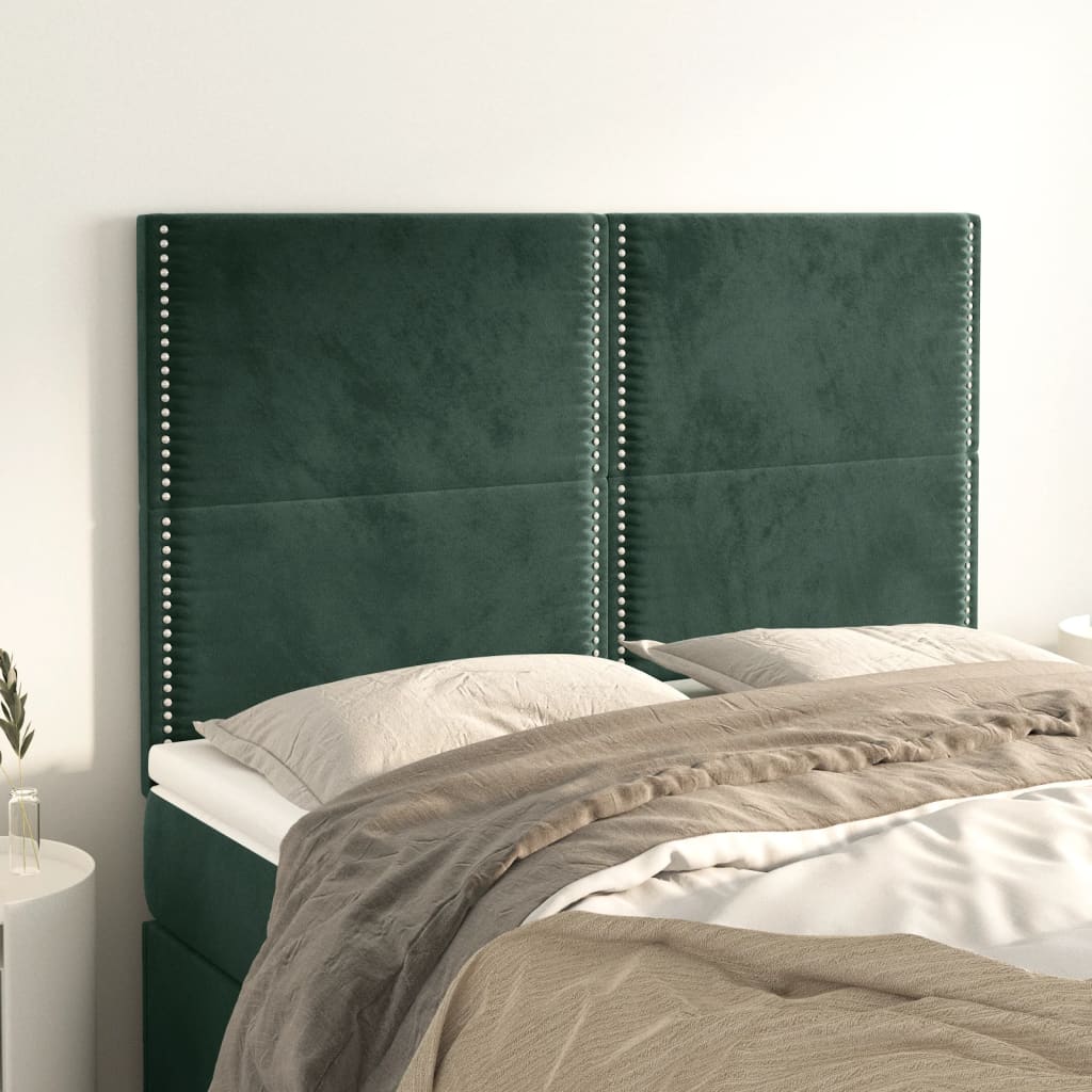 vidaXL Tăblii de pat, 4 buc, verde închis, 72x5x78/88 cm, catifea vidaXL Tăblii de pat, 4 buc, verde închis, 72x5x78/88 cm, catifea