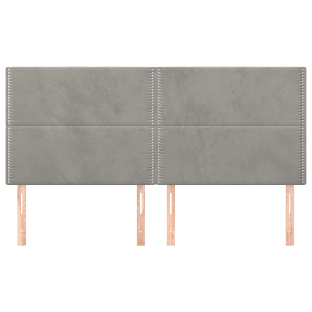 vidaXL Tăblii de pat, 4 buc, gri deschis, 80x5x78/88 cm, catifea vidaXL Tăblii de pat, 4 buc, gri deschis, 80x5x78/88 cm, catifea