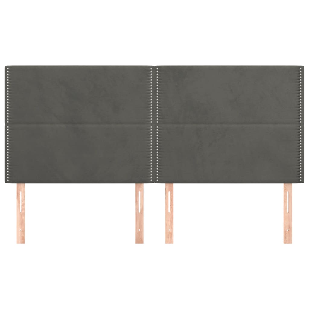 vidaXL Tăblii de pat, 4 buc, gri închis, 80x5x78/88 cm, catifea vidaXL Tăblii de pat, 4 buc, gri închis, 80x5x78/88 cm, catifea
