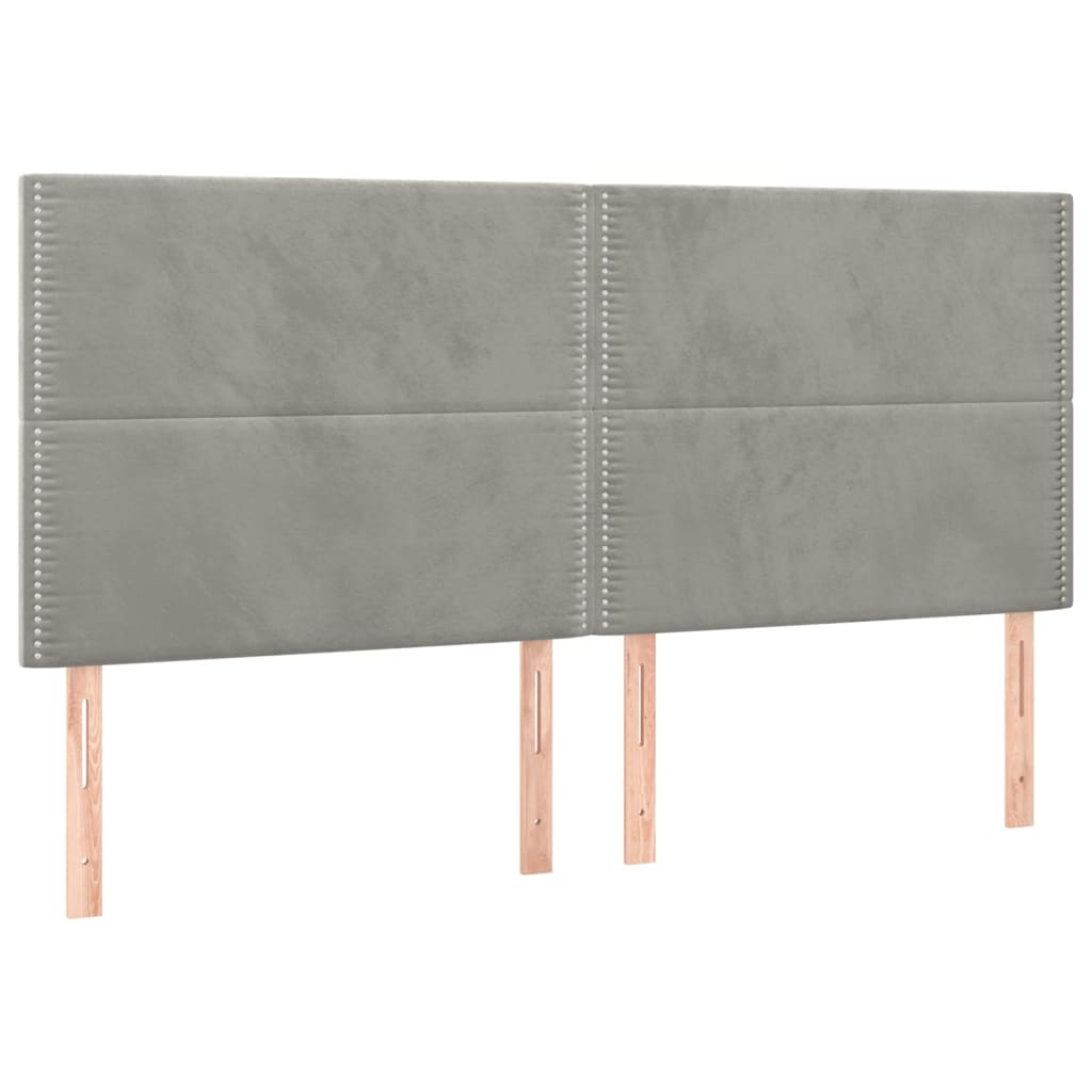 vidaXL Tăblii de pat, 4 buc, gri deschis, 90x5x78/88 cm, catifea vidaXL Tăblii de pat, 4 buc, gri deschis, 90x5x78/88 cm, catifea