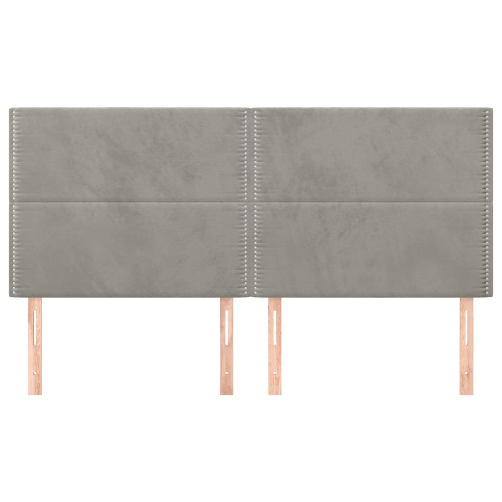 vidaXL Tăblii de pat, 4 buc, gri deschis, 90x5x78/88 cm, catifea vidaXL Tăblii de pat, 4 buc, gri deschis, 90x5x78/88 cm, catifea