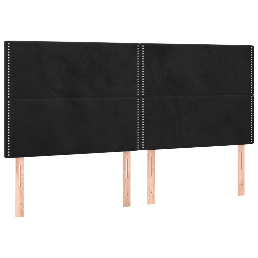 vidaXL Tăblii de pat, 4 buc, negru, 90x5x78/88 cm, catifea vidaXL Tăblii de pat, 4 buc, negru, 90x5x78/88 cm, catifea