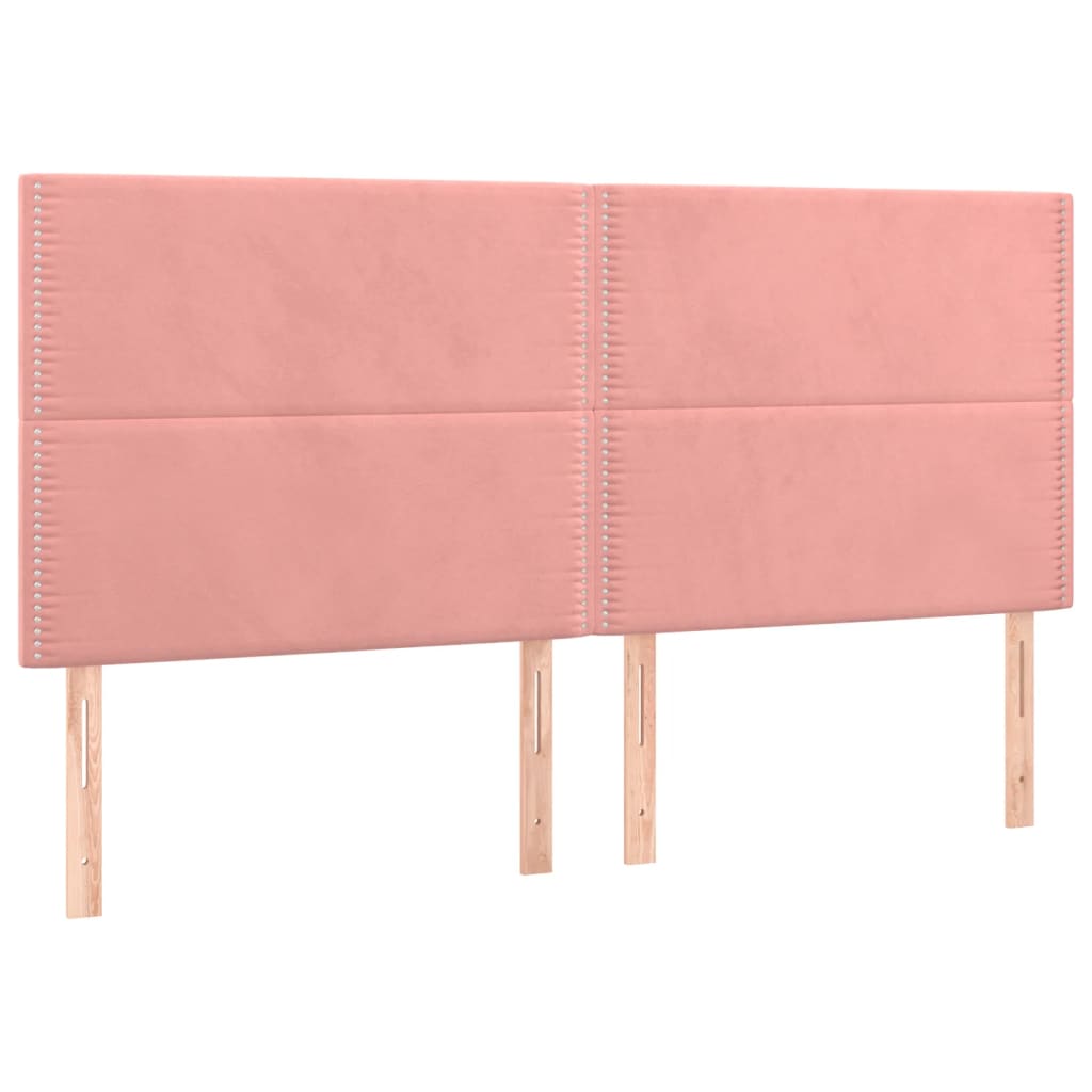 vidaXL Tăblii de pat, 4 buc, roz, 90x5x78/88 cm, catifea vidaXL Tăblii de pat, 4 buc, roz, 90x5x78/88 cm, catifea