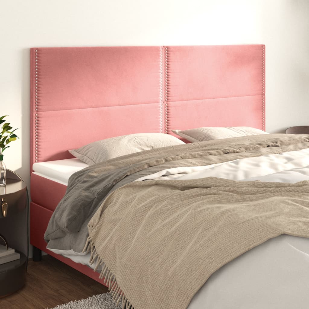 vidaXL Tăblii de pat, 4 buc, roz, 90x5x78/88 cm, catifea vidaXL Tăblii de pat, 4 buc, roz, 90x5x78/88 cm, catifea