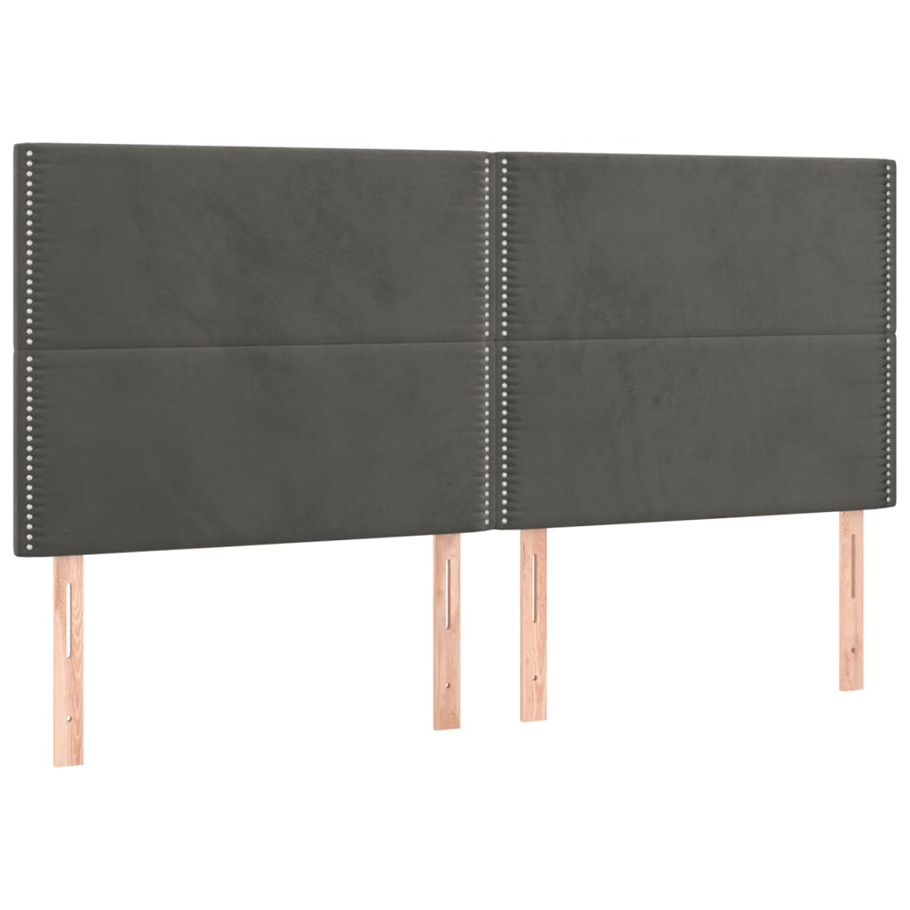 vidaXL Tăblii de pat, 4 buc, gri închis, 100x5x78/88 cm, catifea vidaXL Tăblii de pat, 4 buc, gri închis, 100x5x78/88 cm, catifea