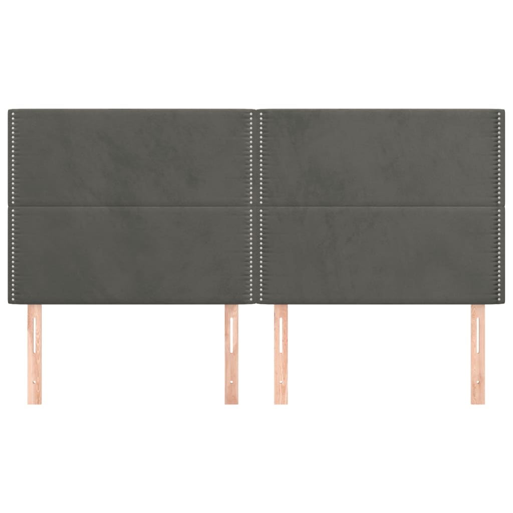 vidaXL Tăblii de pat, 4 buc, gri închis, 100x5x78/88 cm, catifea vidaXL Tăblii de pat, 4 buc, gri închis, 100x5x78/88 cm, catifea