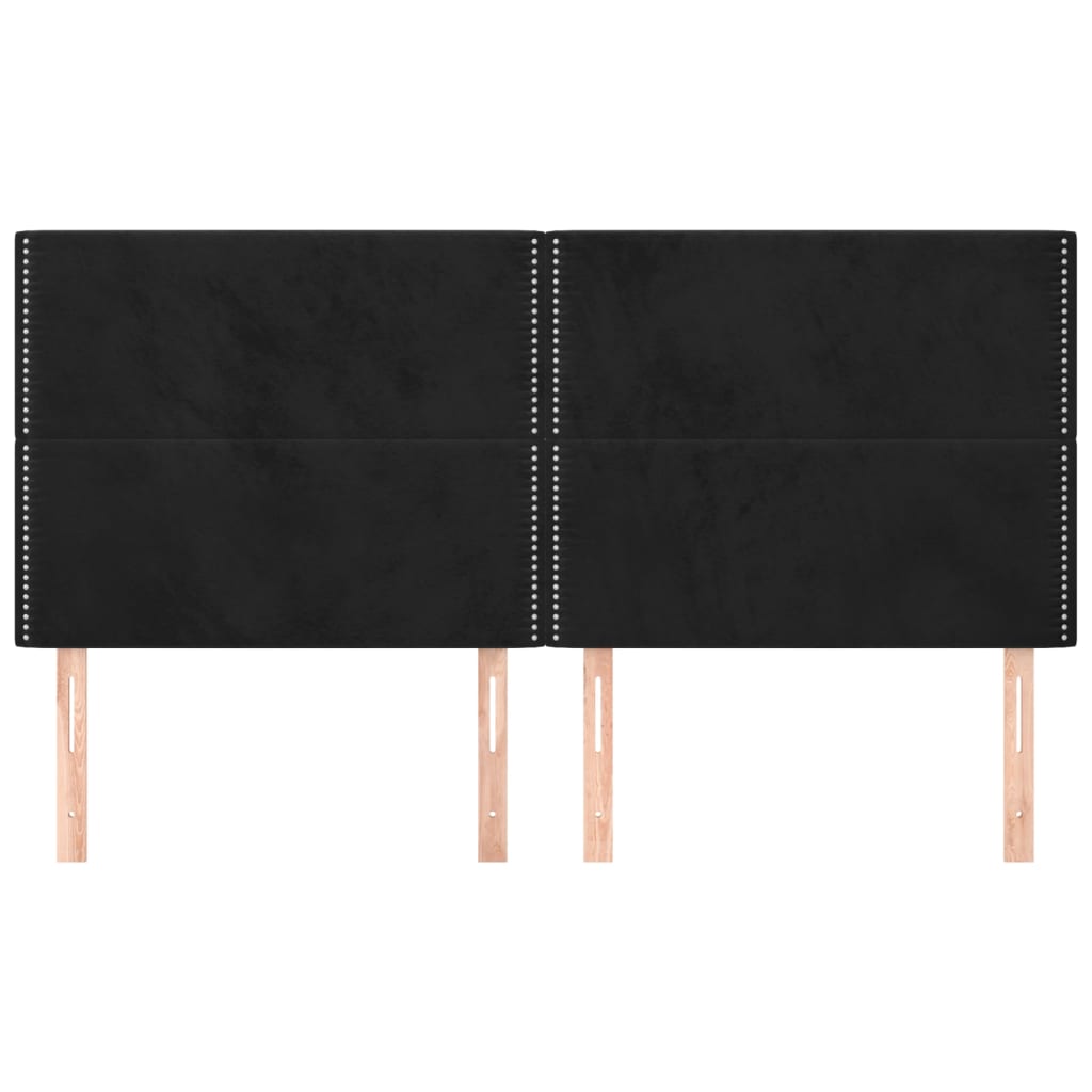 vidaXL Tăblii de pat, 4 buc, negru, 100x5x78/88 cm, catifea vidaXL Tăblii de pat, 4 buc, negru, 100x5x78/88 cm, catifea