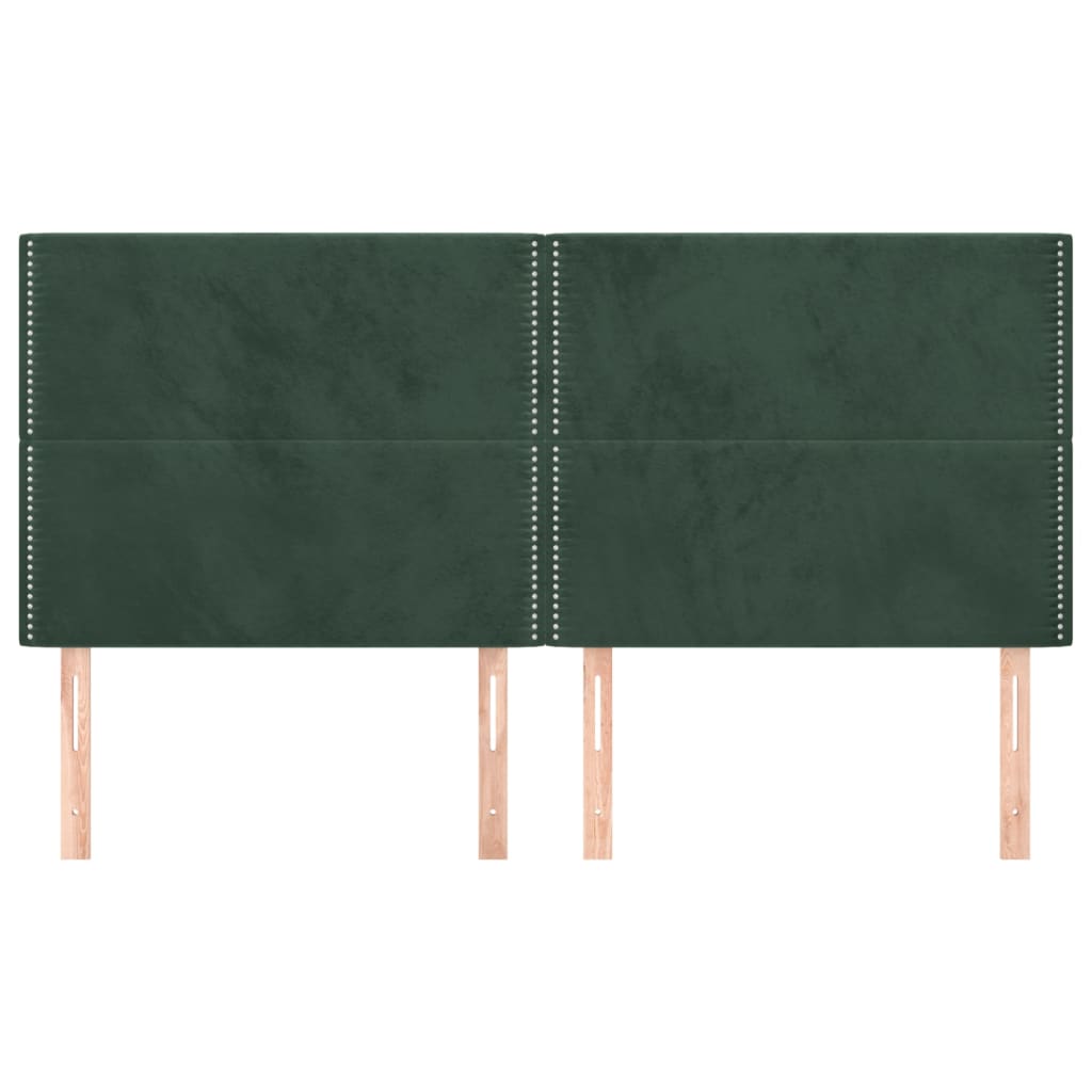vidaXL Tăblii de pat, 4 buc, verde închis, 100x5x78/88 cm, catifea