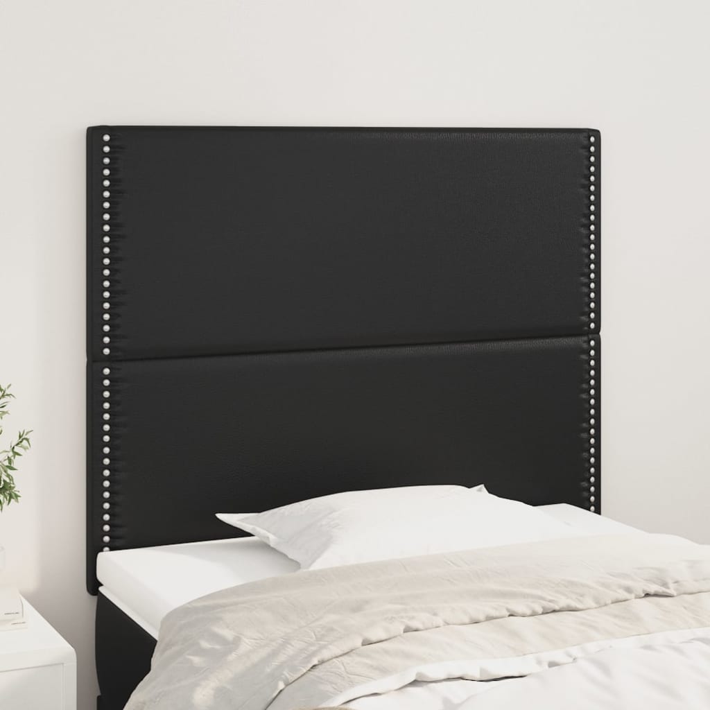vidaXL Tăblie de pat neagră 80x5x118/128 cm piele ecologică