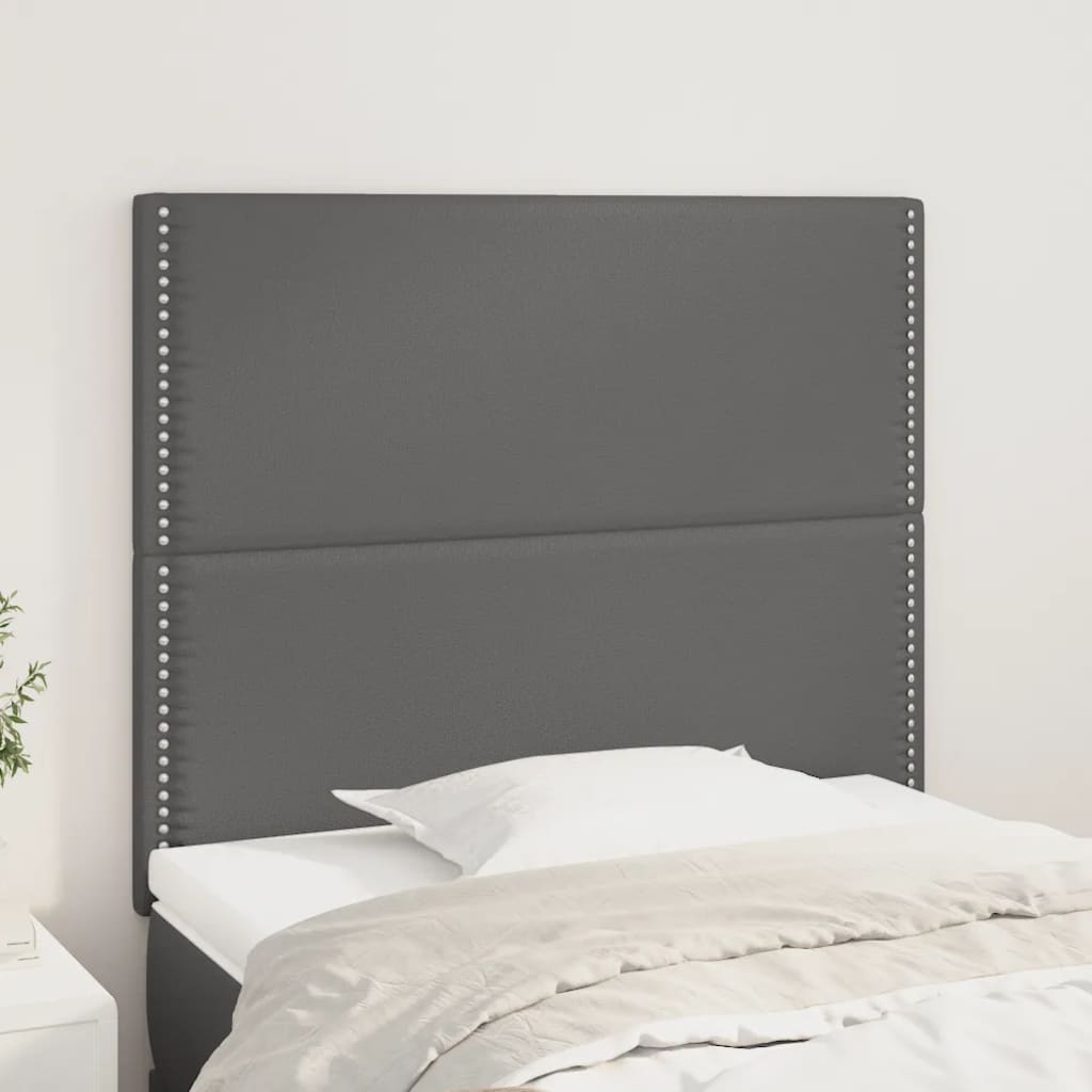 vidaXL Tăblii de pat, 2 buc, gri, 90x5x78/88 cm, piele ecologică vidaXL Tăblii de pat, 2 buc, gri, 90x5x78/88 cm, piele ecologică