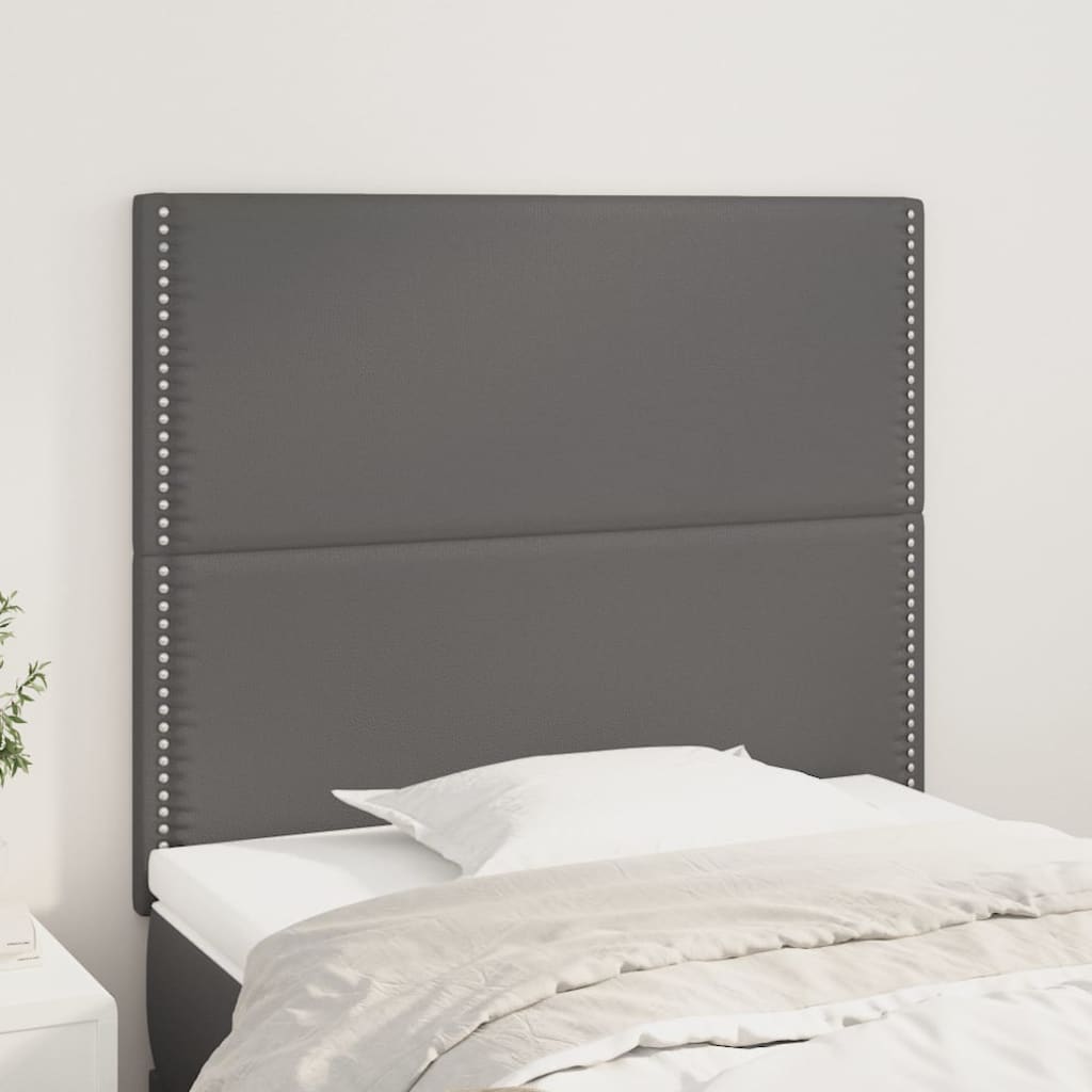 vidaXL Tăblii de pat, 2 buc, gri, 100x5x78/88 cm, piele ecologică vidaXL Tăblii de pat, 2 buc, gri, 100x5x78/88 cm, piele ecologică