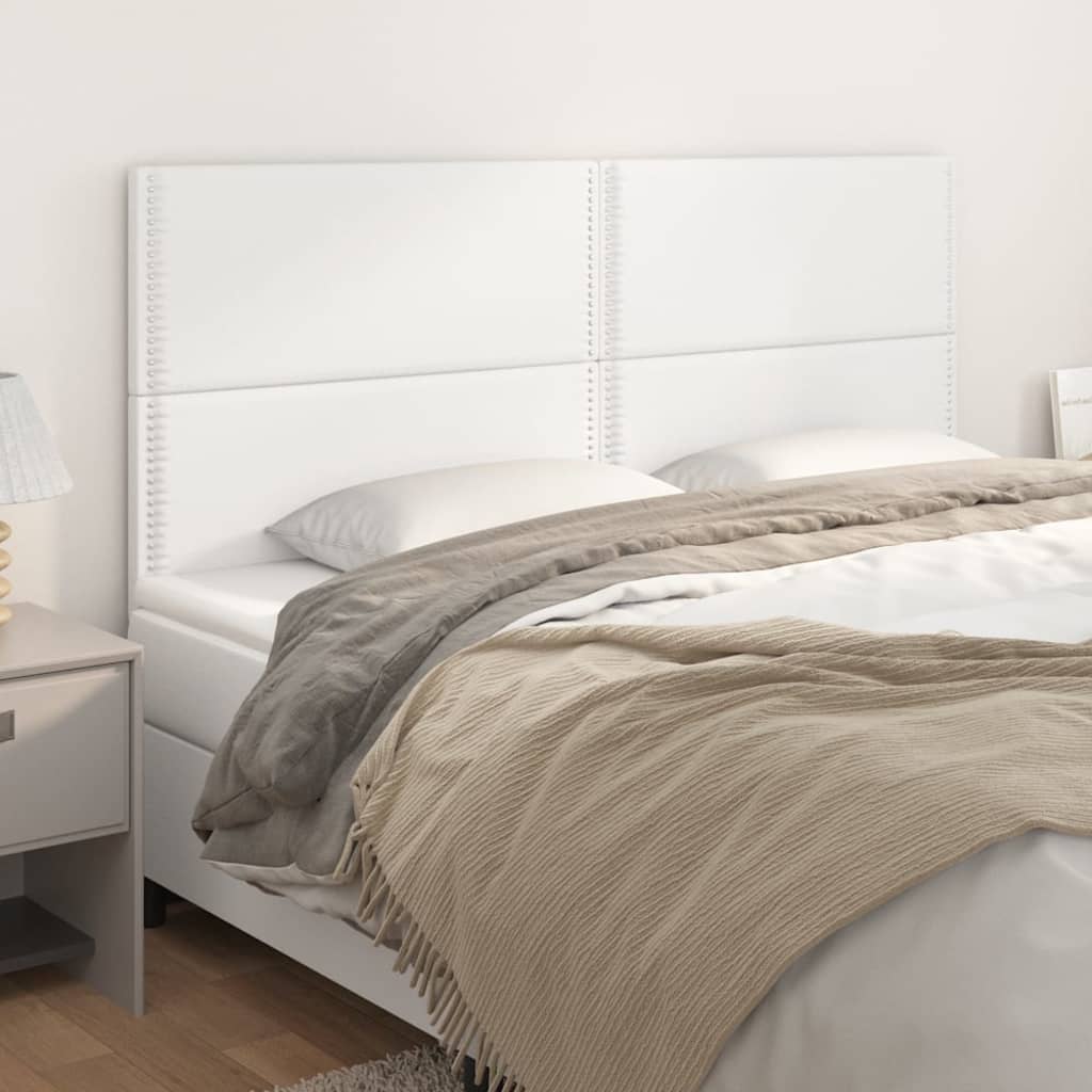 vidaXL Tăblii de pat, 4 buc, alb, 80x5x78/88 cm, piele ecologică vidaXL Tăblii de pat, 4 buc, alb, 80x5x78/88 cm, piele ecologică