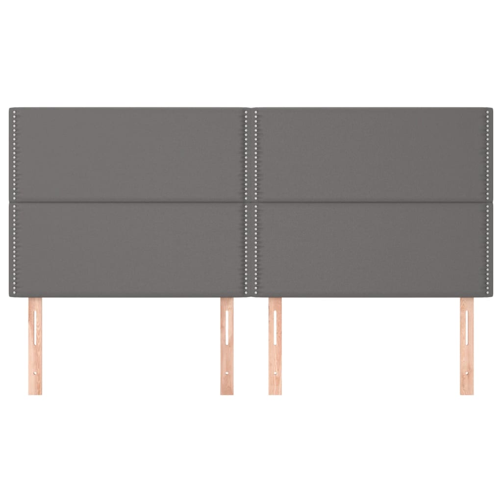 vidaXL Tăblii de pat, 4 buc, gri, 80x5x78/88 cm, piele ecologică