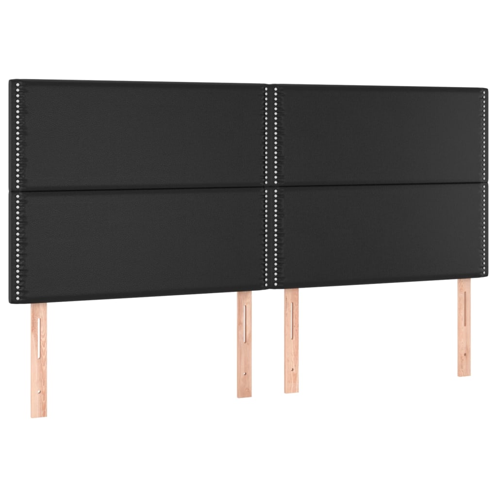 vidaXL Tăblii de pat, 4 buc, negru, 90x5x78/88 cm, piele ecologică vidaXL Tăblii de pat, 4 buc, negru, 90x5x78/88 cm, piele ecologică