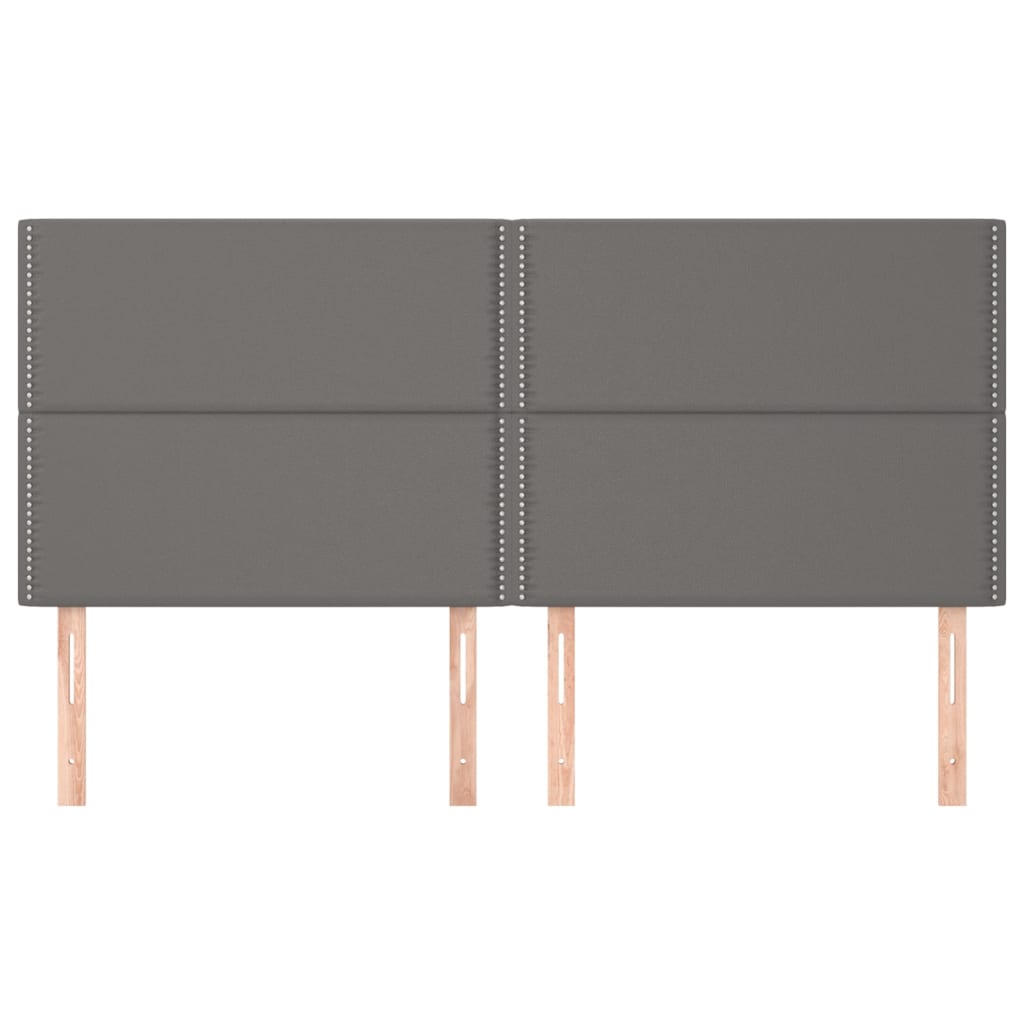 vidaXL Tăblii de pat, 4 buc, gri, 90x5x78/88 cm, piele ecologică