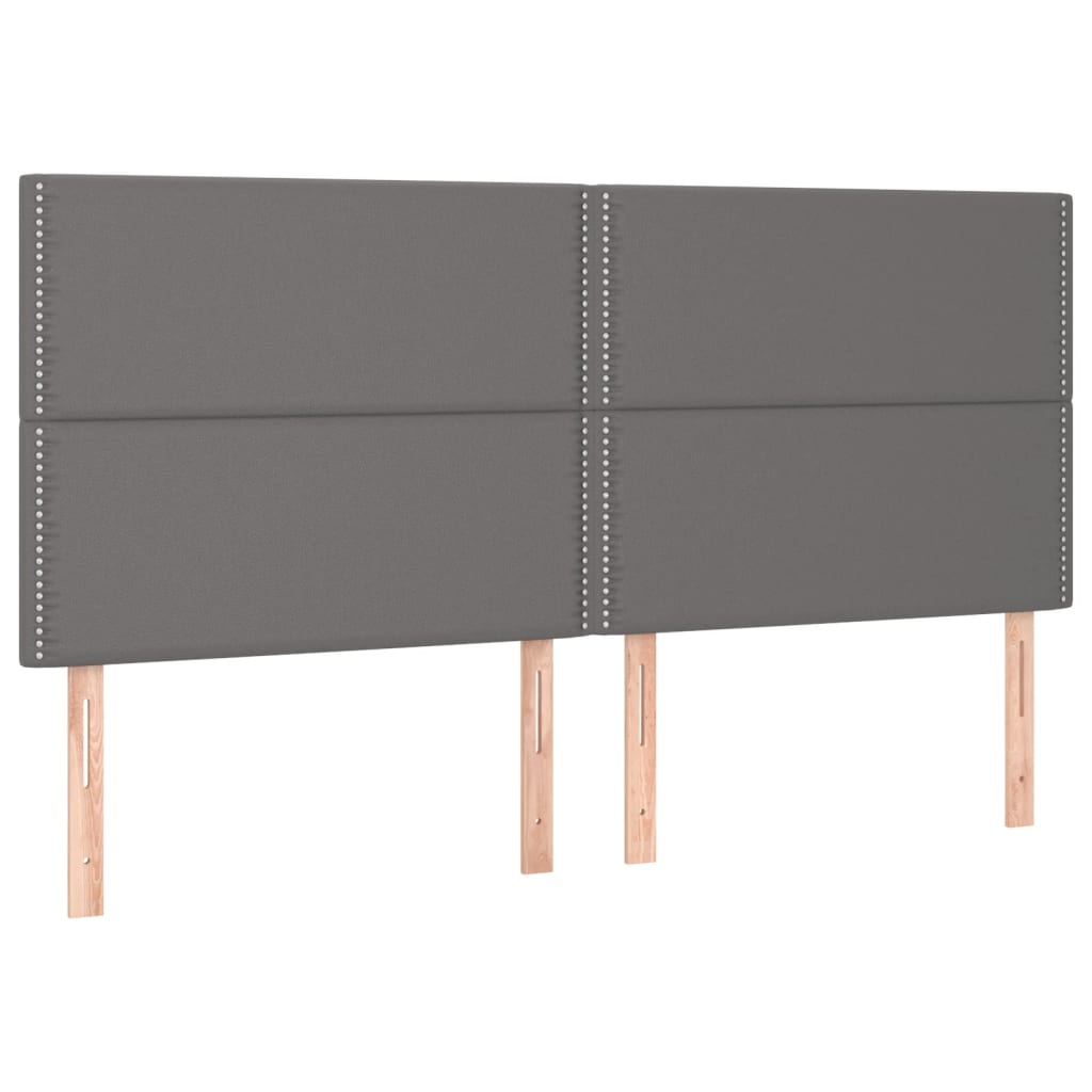 vidaXL Tăblii de pat, 4 buc, gri, 100x5x78/88 cm, piele ecologică
