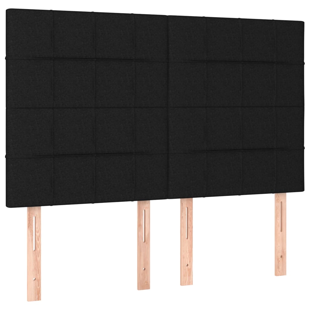 vidaXL Tăblii de pat, 4 buc, negru, 72x5x78/88 cm, textil vidaXL Tăblii de pat, 4 buc, negru, 72x5x78/88 cm, textil