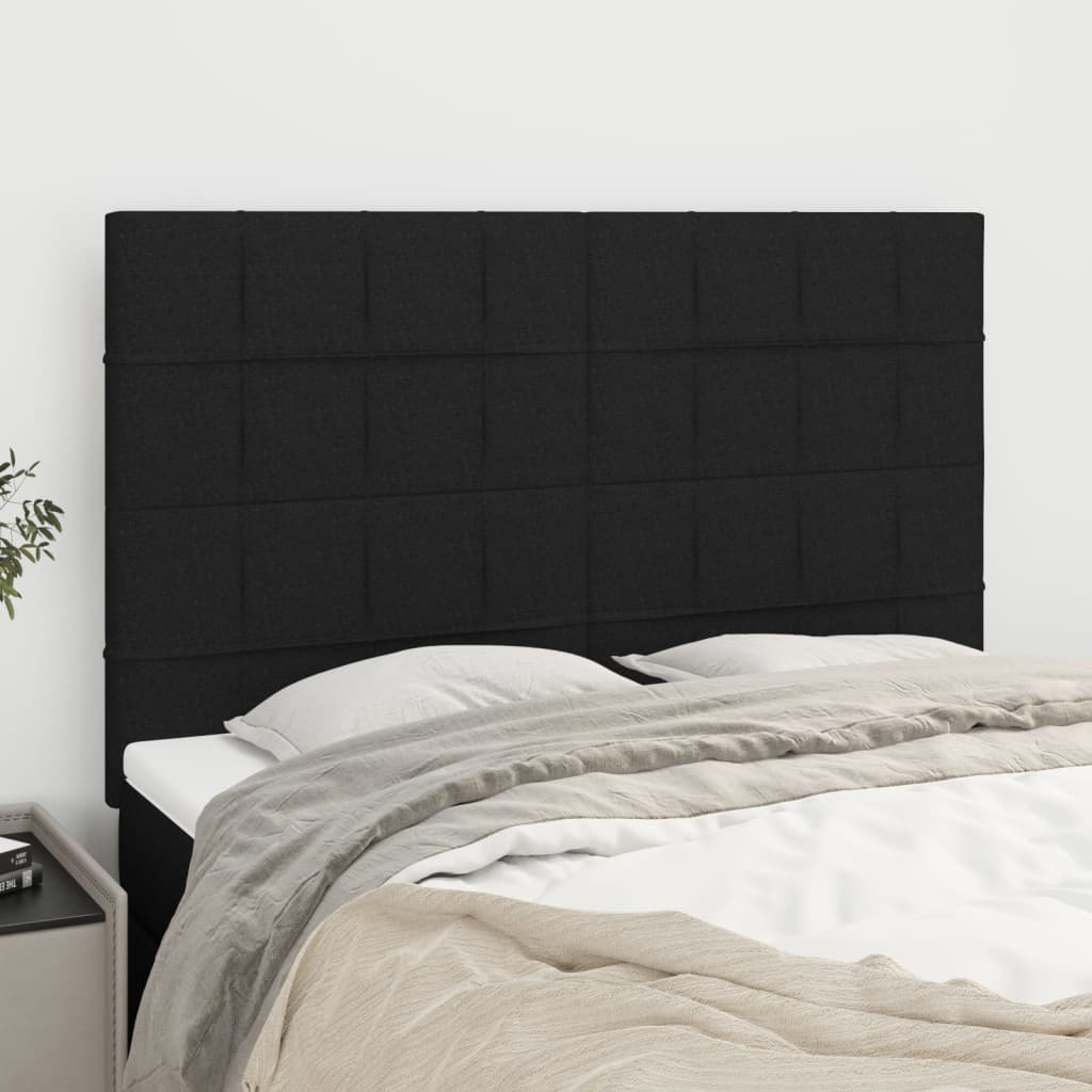 vidaXL Tăblii de pat, 4 buc, negru, 72x5x78/88 cm, textil vidaXL Tăblii de pat, 4 buc, negru, 72x5x78/88 cm, textil