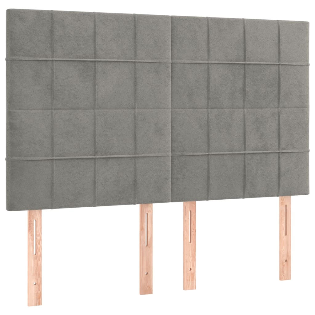 vidaXL Tăblii de pat, 4 buc, gri deschis, 72x5x78/88 cm, catifea vidaXL Tăblii de pat, 4 buc, gri deschis, 72x5x78/88 cm, catifea