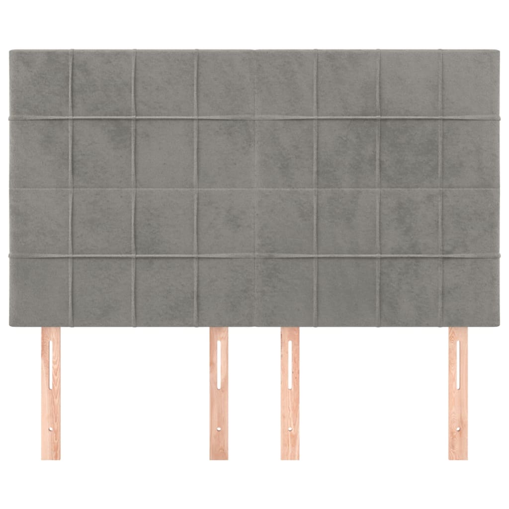 vidaXL Tăblii de pat, 4 buc, gri deschis, 72x5x78/88 cm, catifea vidaXL Tăblii de pat, 4 buc, gri deschis, 72x5x78/88 cm, catifea