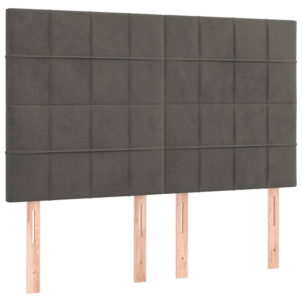 vidaXL Tăblii de pat, 4 buc, gri închis, 72x5x78/88 cm, catifea vidaXL Tăblii de pat, 4 buc, gri închis, 72x5x78/88 cm, catifea