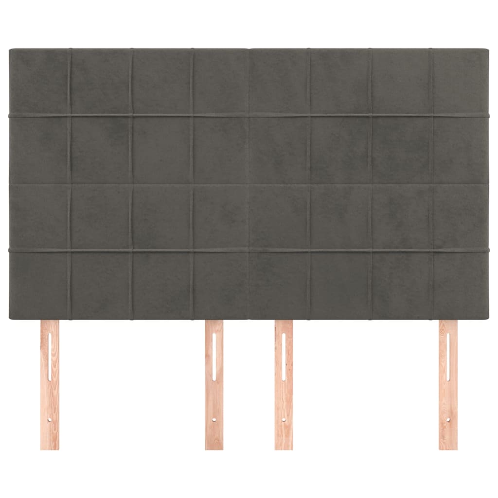 vidaXL Tăblii de pat, 4 buc, gri închis, 72x5x78/88 cm, catifea vidaXL Tăblii de pat, 4 buc, gri închis, 72x5x78/88 cm, catifea