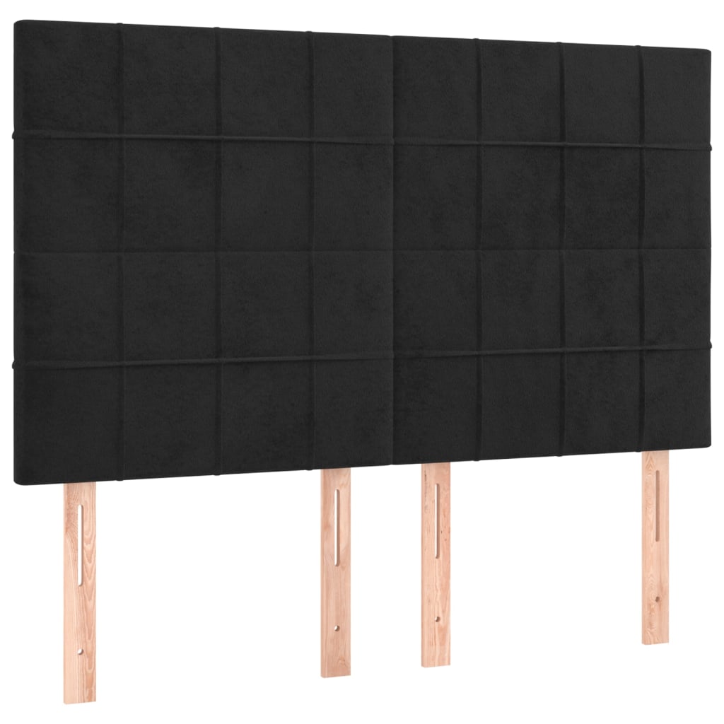 vidaXL Tăblii de pat, 4 buc, negru, 72x5x78/88 cm, catifea vidaXL Tăblii de pat, 4 buc, negru, 72x5x78/88 cm, catifea