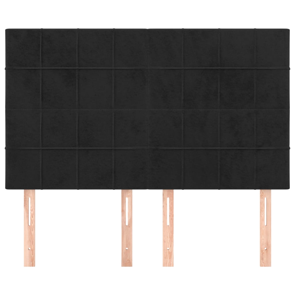 vidaXL Tăblii de pat, 4 buc, negru, 72x5x78/88 cm, catifea vidaXL Tăblii de pat, 4 buc, negru, 72x5x78/88 cm, catifea