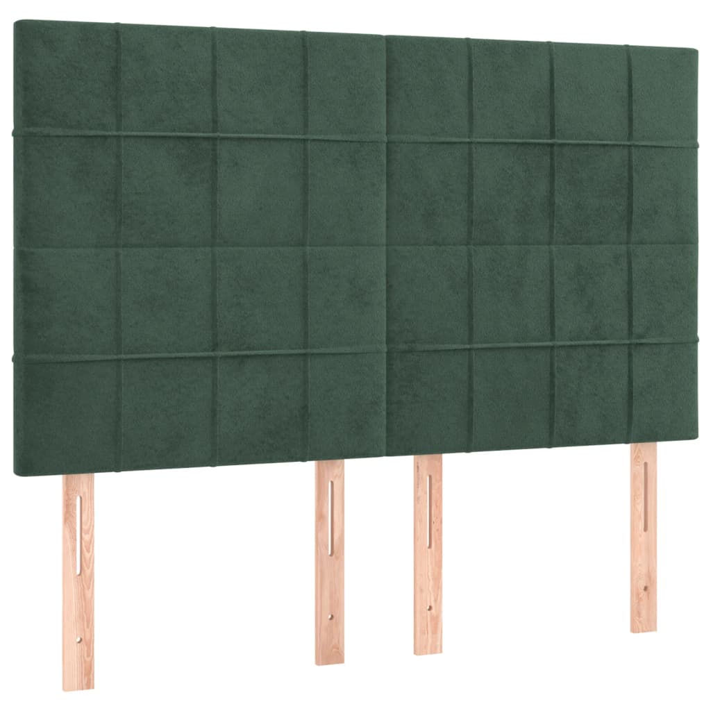vidaXL Tăblii de pat, 4 buc, verde închis, 72x5x78/88 cm, catifea vidaXL Tăblii de pat, 4 buc, verde închis, 72x5x78/88 cm, catifea