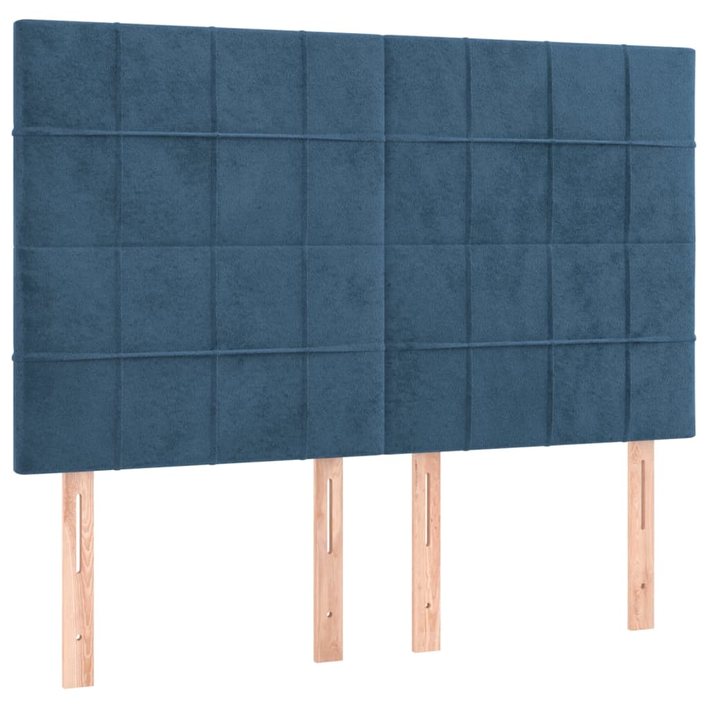 vidaXL Tăblii de pat, 4 buc, albastru închis, 72x5x78/88 cm, catifea vidaXL Tăblii de pat, 4 buc, albastru închis, 72x5x78/88 cm, catifea