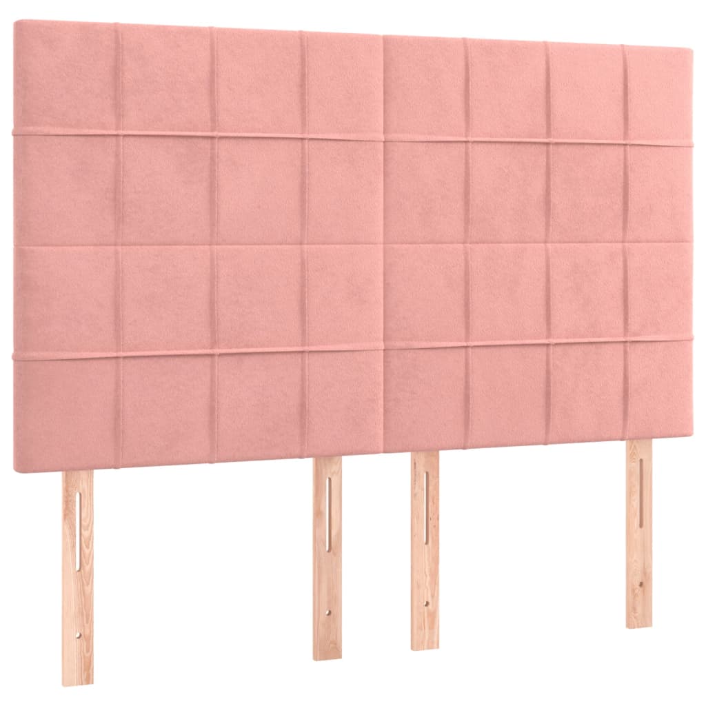 vidaXL Tăblii de pat, 4 buc, roz, 72x5x78/88 cm, catifea vidaXL Tăblii de pat, 4 buc, roz, 72x5x78/88 cm, catifea
