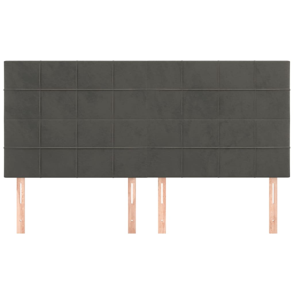 vidaXL Tăblii de pat, 4 buc, gri închis, 80x5x78/88 cm, catifea vidaXL Tăblii de pat, 4 buc, gri închis, 80x5x78/88 cm, catifea